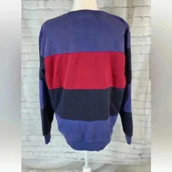 Chaps Men's Size L Color Block Sweatshirt Blue/Navy/Red Crewneck Crest LOGO RL - Picture 5 of 14